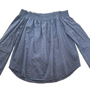 Maette by Stella & Dot Blue and White Off Shoulder Size Medium